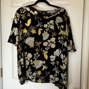 XXL Black and Yellow Floral LOFT Blouse